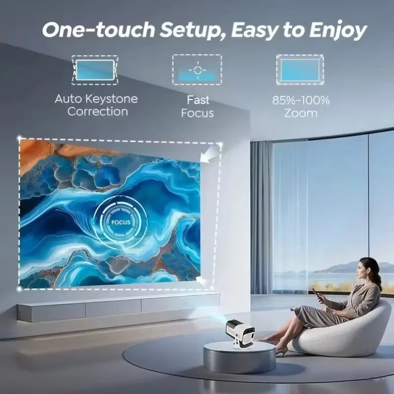 H96 MAX Mini-Projektor Tragbar mit Android 13, 720P Native Auflösung, WiFi6 und Bluetooth 5.0, 180 Grad drehbar, 4K-Unterstützung, Weiß - Bild 2