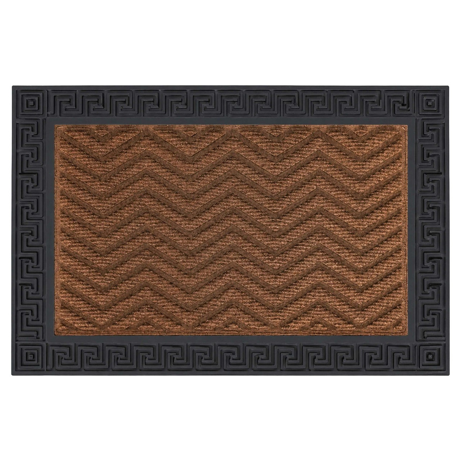 Relaxdays Fußmatte aus Polypropylen in Braun mit Zickzack-Muster, rutschfest und modern, B/T/H: 60 x 40 x 1 cm - Bild 2