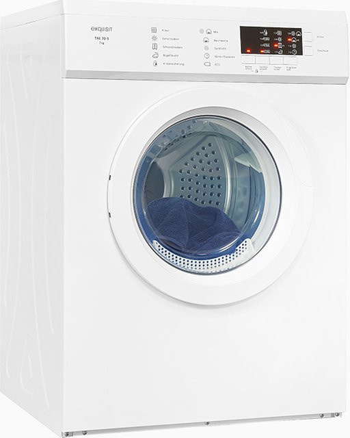 Exquisit TAE 70-3 Wäschetrockner in Weiß mit Frontlader und Wollprogramm - Bild 1