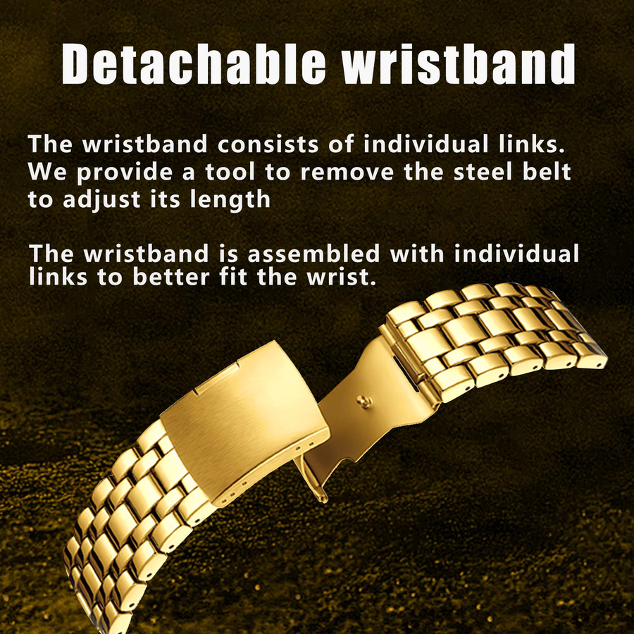 YaLaLuSi Armbanduhr, Quarz, Edelstahl, Gold, Herren - Bild 2