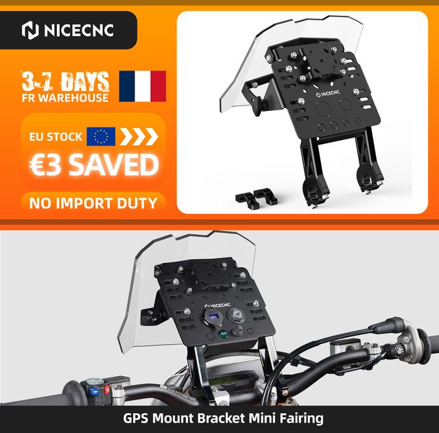 NICECNC GPS-Halterung mit Mini-Verkleidung für Husqvarna 701 Enduro Supermoto und KTM 690 Enduro R SMC R sowie GasGas SM 700, Schwarz - Bild 1