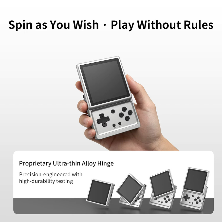 Anbernic RG Rotate Flip Tragbare Retro-Handheld-Konsole in Silber mit drehbarem Touch-IPS-Display, Hall-Joysticks und Android-Emulator - Bild 2