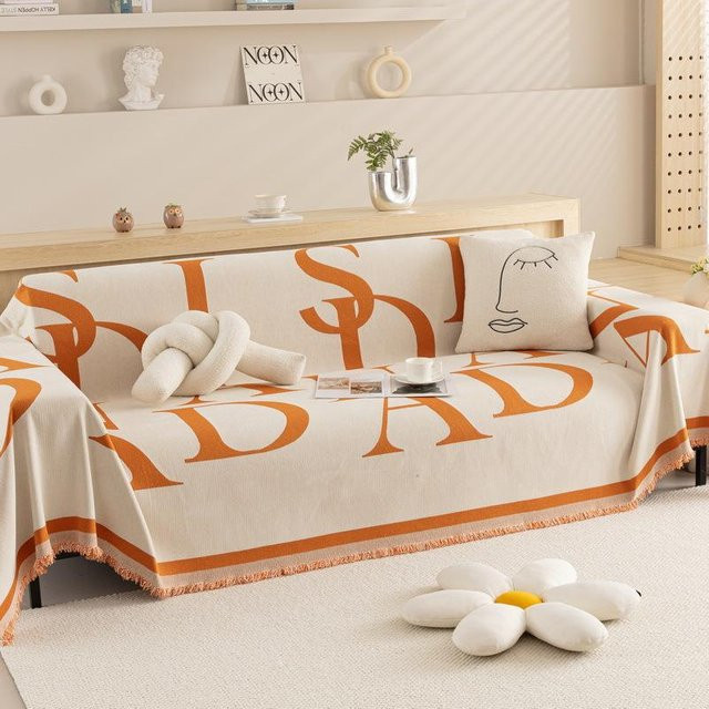 Chenille Jacquard Sofa Überwurf mit Buchstaben-Design, Universal Sofabezug für Ganzjahresnutzung, B/B: 180 x 130 cm - Bild 1