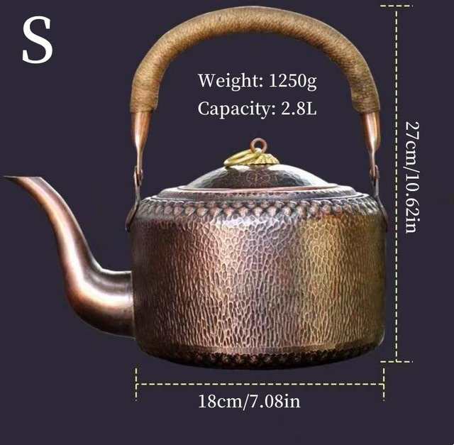 Handgefertigte Vintage Kupfer-Kaffeekanne mit Hämmertextur und Filter-Einsatz von Yiran Furniture, Farbe: Braun, Volumen: 5 Liter - Bild 1