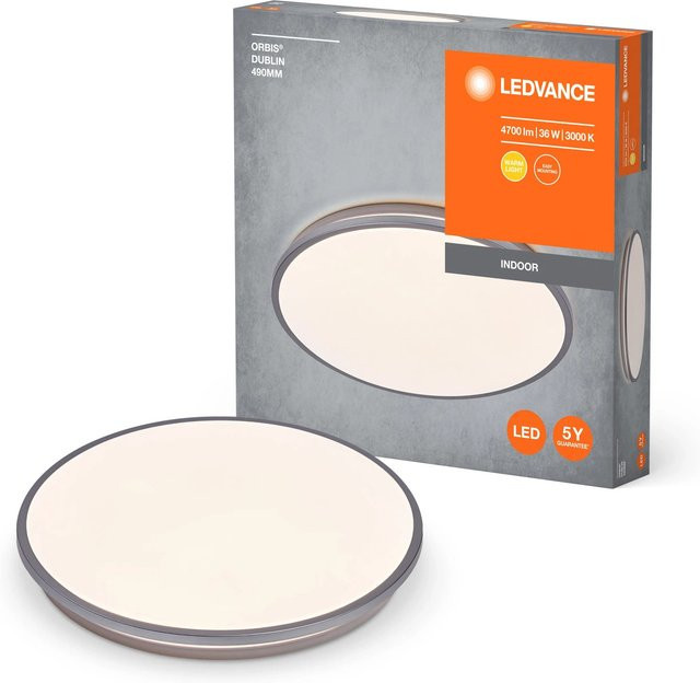 Ledvance Orbis Dublin LED-Deckenleuchte in Silber mit warmweißem Licht, Durchmesser: 48,7 cm - Bild 1