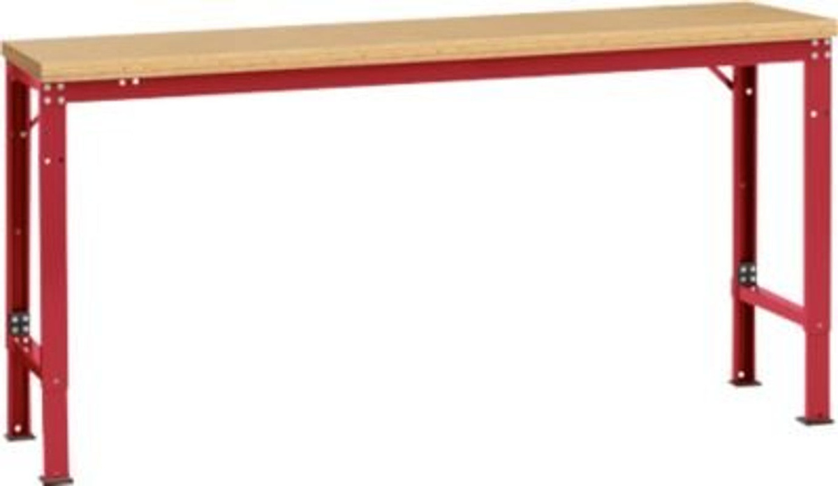 Manuflex Arbeits-Grundtisch UNIVERSAL Spezial mit Multiplexplatte, Rubin-Rot, B/T/H: 175 x 80 x 72,2-102,2 cm - Bild 2