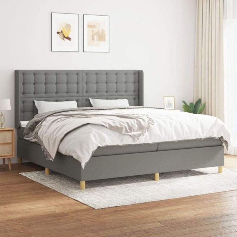 vidaxl Boxspringbett mit Matratze aus Stoff in Grau B/T/H: 200 x 200 x 118 cm - Bild 1