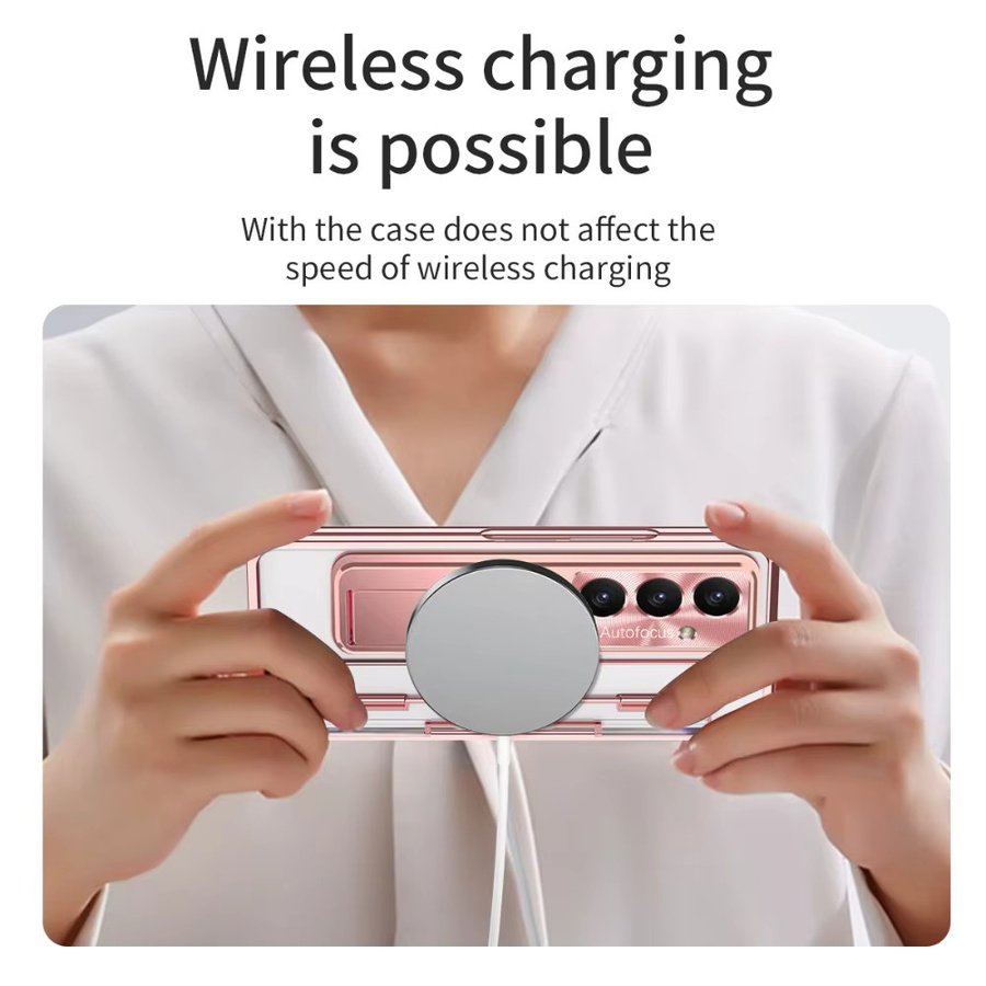 Transparente ultradünne Handyhülle mit Scharnierschutz für Samsung Galaxy Z Fold 7, 6 und 5 in Pink - Bild 2