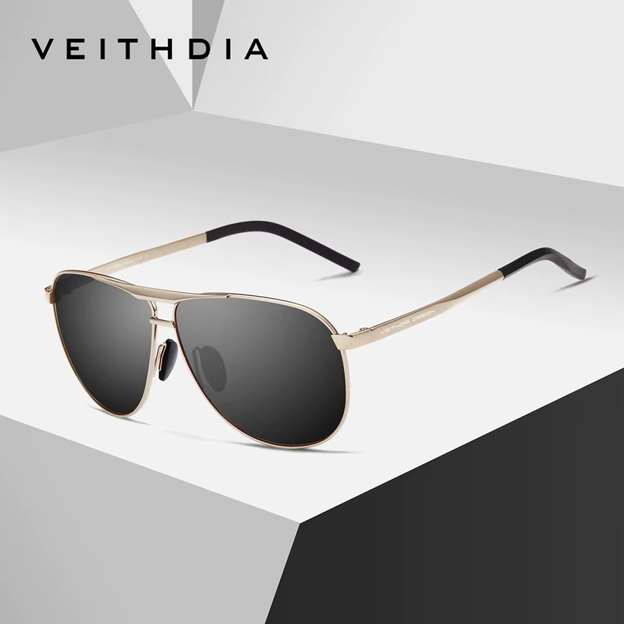 VEITHDIA VFH3028 Sonnenbrille, Aviator, Vollrand, Metall, Unisex, polarisiert - Bild 2