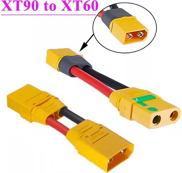 TLXT XT90 auf XT60 Adapterkabel Gelb für Lithium-Batterien und Modellflugzeuge - Bild 1