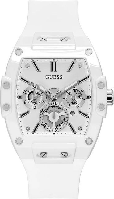GUESS Armbanduhr Chronograph, Quarz, Tonneau, Weiß, Silikon, Herren - Bild 1
