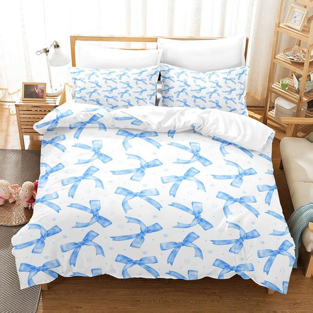 4-teiliges Binchi Fitness Bettwäscheset mit Schleifen-Design, weiß, Mikrofaser, bestehend aus Bettbezug und Kissenbezügen, B/H: 240 x 220 cm - Bild 1