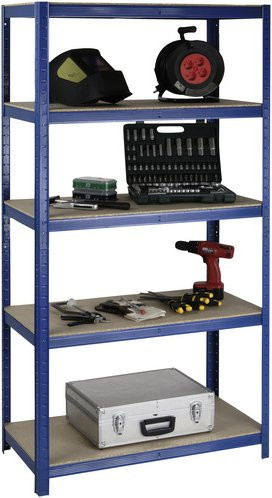 SZAGATO Schwerlast-Steckregal Profi in Blau mit 5 verstellbaren Böden, B/H/T: 90 x 200 x 45 cm - Bild 1