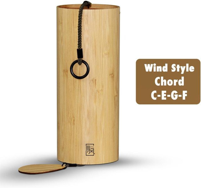Bambus Windspiel Set in Braun im Japanischen Stil als Garten Dekoration für Entspannung und Meditation - Bild 1
