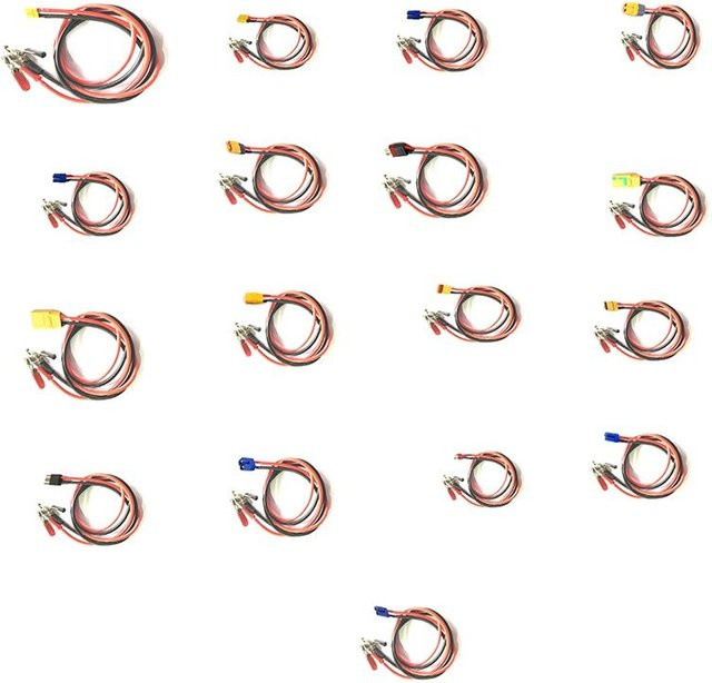 RC Ladekabel 12AWG mit Krokodilklemmen und XT60 EC3 EC5 Deans XT90 Stecker, Rot - Bild 1