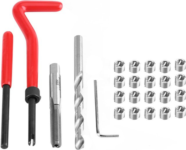 Neoglint 25-teiliges Gewindereparatur-Einsatz-Kit aus Edelstahl in Grau für Autoreparaturen, M6 x 1,0 x 8,0 mm - Bild 1