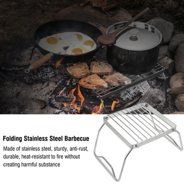 Fishine Tragbarer Edelstahl Holzkohlegrill für Outdoor und Picknick, Grau - Bild 1