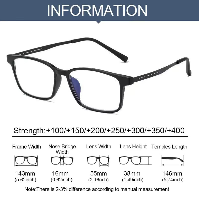 LALAMOLI Lesebrille, Titan, Vollrand, rechteckig, Herren, schwarz - Bild 3