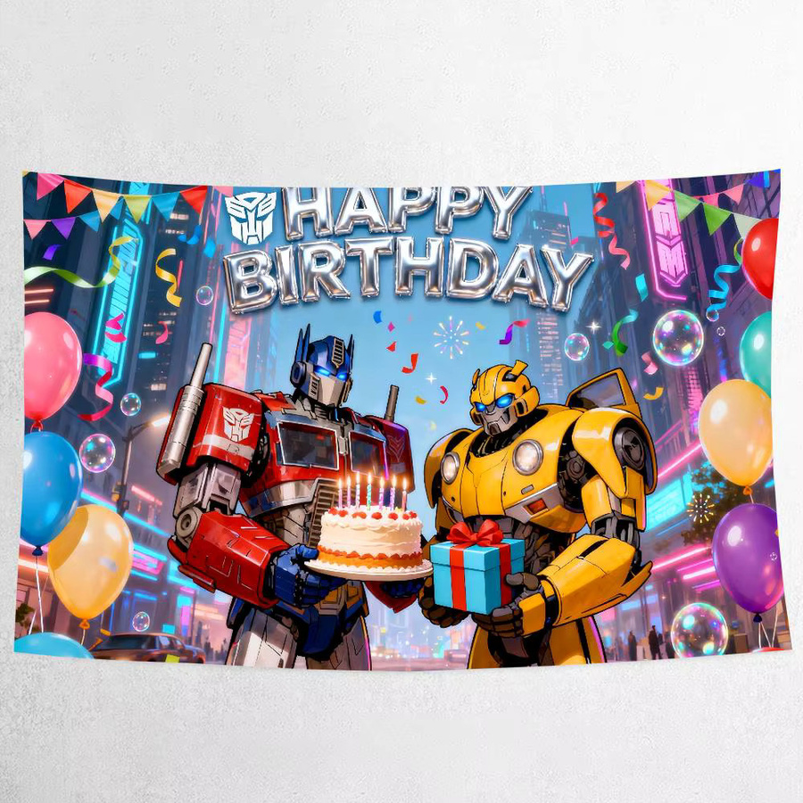 Mesuca Transformers Optimus Prime und Bumblebee Party-Dekorationsbanner für Kindergeburtstage, Mehrfarbig, B: 120 cm, H: 70 cm - Bild 3