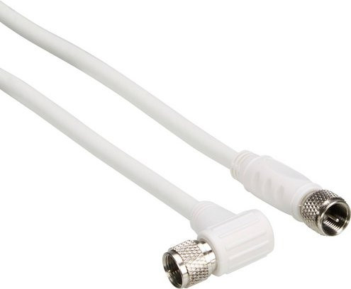 Schwaiger SAT-Anschlusskabel mit 90° F-Winkelstecker, 75 Ohm, 110 dB, Weiß, Länge: 1,5 m - Bild 1