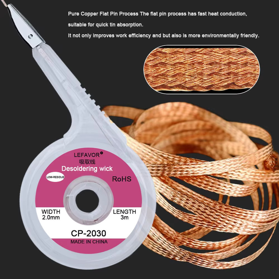 Lefavor Entlötgeflecht in Silber für BGA-Lötreparaturen, 3 m Länge, verschiedene Breiten von 1,5 mm bis 4,0 mm - Bild 2