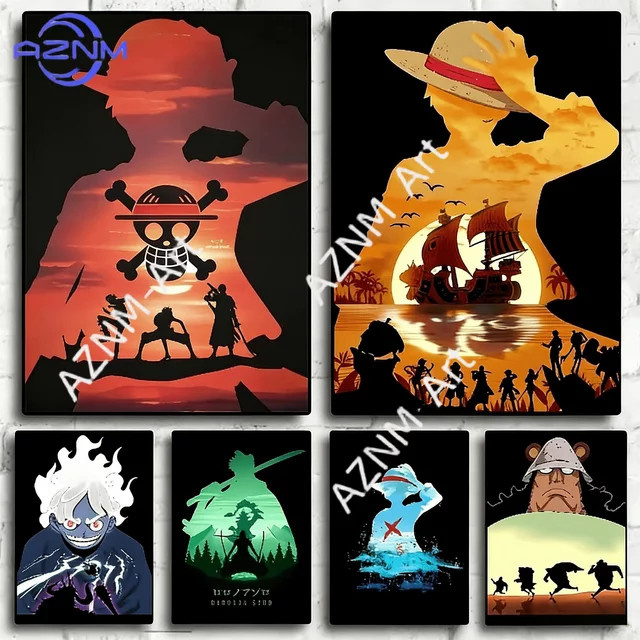 Kayou One Piece Anime Luffy Gear 5 und Zoro HD-Druck-Leinwandposter in Schwarz und Multicolour als Wanddekoration - Bild 1