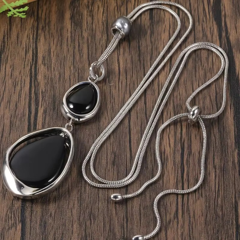 LOVE&NAME Halskette, Silber, schwarzer Kristall, Damen, Vintage - Bild 2