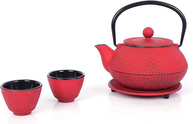 ECHTWERK Teeservice aus Gusseisen, 4-teilig, rot, 800 ml - Bild 1