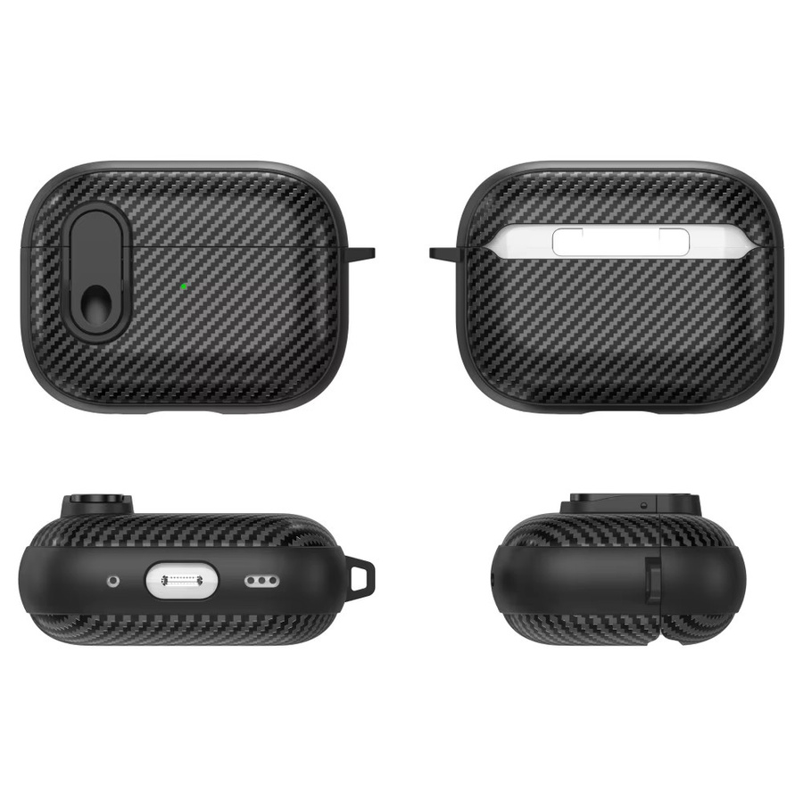 Stoßfeste Carbon Fiber Schutzhülle für Apple AirPods Pro 1, 2 und 3 Generationen in Schwarz - Bild 5