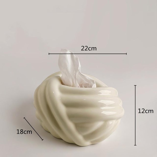Keramischer Taschentuchhalter in Knoten-Design, weiße Serviettenbox aus Porzellan für den Schreibtisch - Bild 1