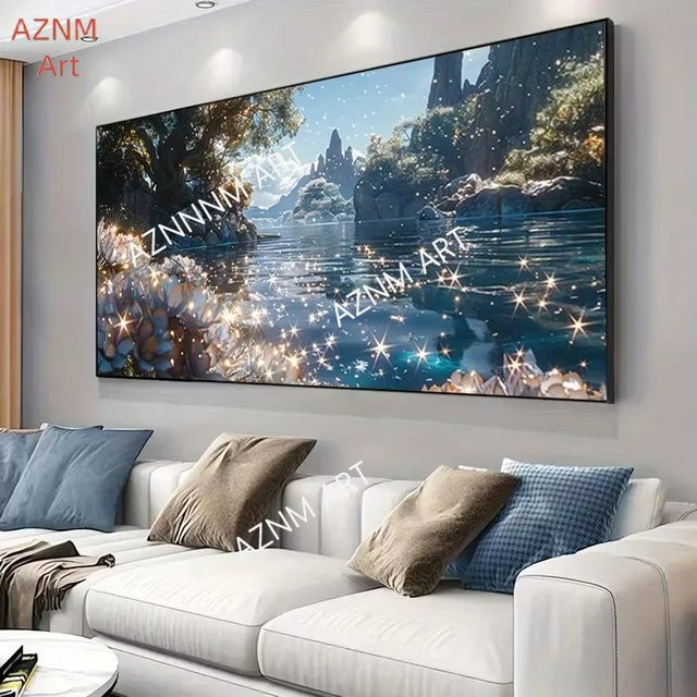 Dream World Leinwandposter Serene River Landscape Motiv in Mehrfarbig für deine Wanddekoration - Bild 1
