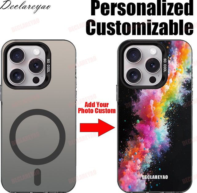 Personalisierte MagSafe Schutzhülle für Apple iPhone 16 15 14 13 12 11 Pro Max Plus mit eigenem Foto in Grün und Mehrfarbig - Bild 1