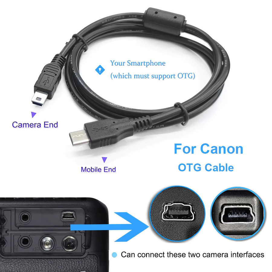 Canon OTG-Kabel in Schwarz zum Transfer von Fotos und Videos auf dein Smartphone oder Tablet - Bild 4