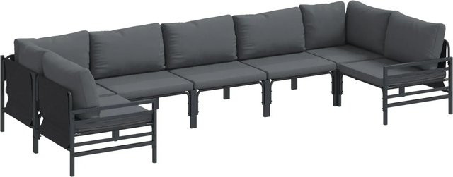 vidaXL Garten-Sofa-Set 7-teilig aus Stahl in Anthrazit für Garten, Terrasse und Balkon - Bild 1