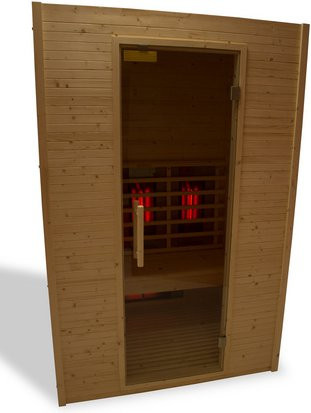 RORO Infrarotkabine Matterhorn für 2 Personen mit Farblichtanwendung aus Fichtenholz in Braun, B/T/H: 132,0 x 102,0 x 198,0 cm - Bild 1