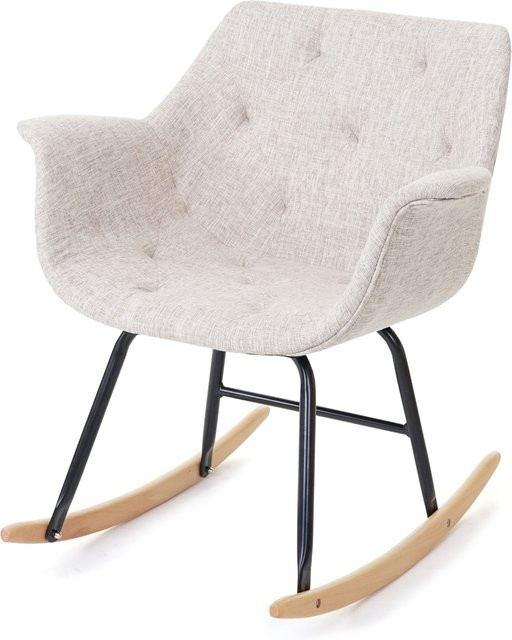 MCW Schaukelstuhl Vaasa T820 Relaxsessel aus Textil in Creme/Grau - Bild 1