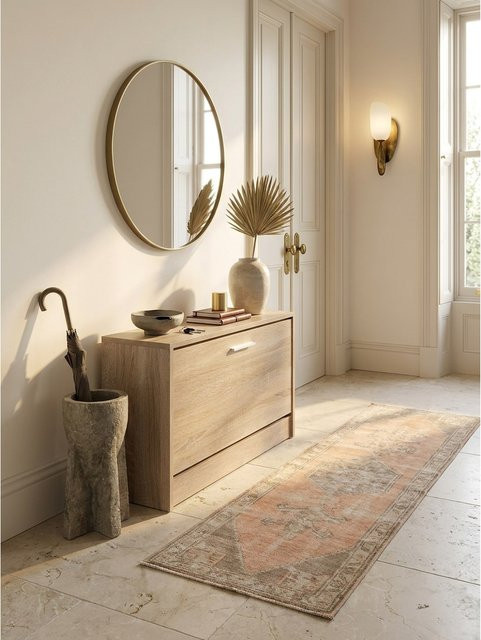 KADIMA DESIGN Schuhkipper aus Holz mit 1 Fach und Ablage in Braun, B/T/H: 80 x 24 x 47 cm - Bild 1