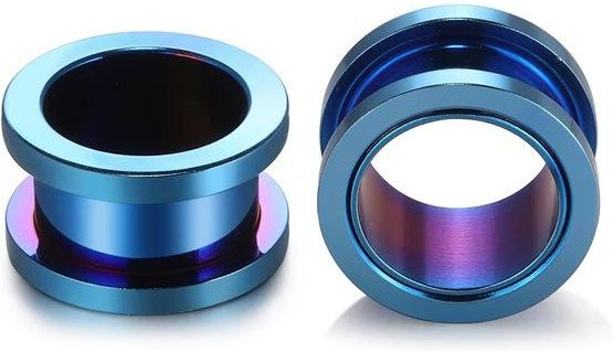 FashionFlair Ohrdehner Piercingschmuck Edelstahl, dunkelblau, 12 mm, Damen - Bild 1