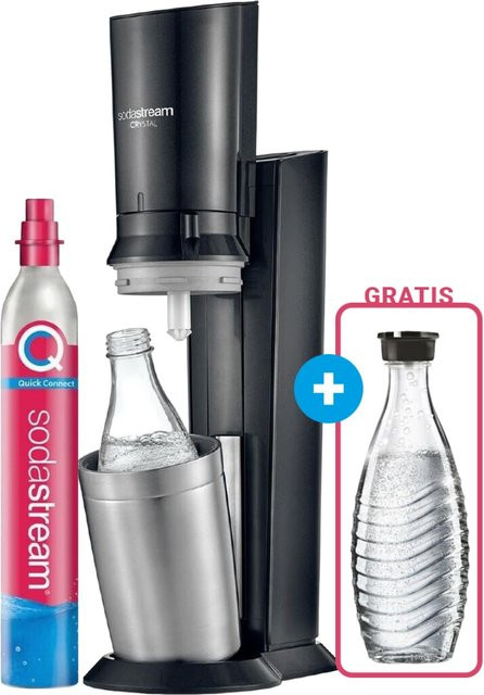 SodaStream Crystal 3.0 Wassersprudler Titan Schwarz inklusive Quick Connect CO2-Zylinder und 2 Glaskaraffen - Bild 1
