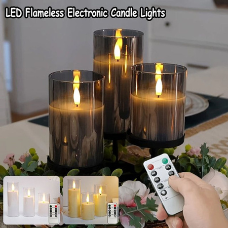 TLEDMP Flammenlose LED-Kerzen in Weiß mit Fernbedienung und Flackereffekt, batteriebetrieben, zylindrische Kunststoffkerzen für Weihnachts- und Hochzeitsdekoration