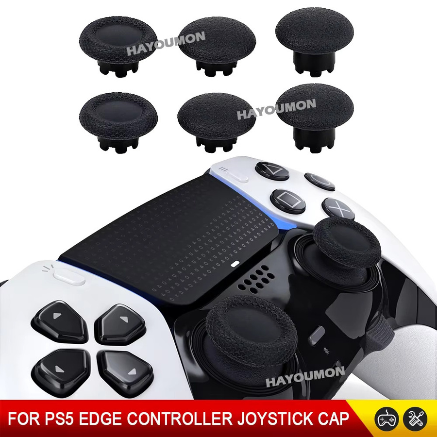 Pogopirate 6-in-1 Ersatz-Analogsticks für PS5 Edge Controller, Schwarze Kunststoff-Joystick-Daumenknöpfe - Bild 4