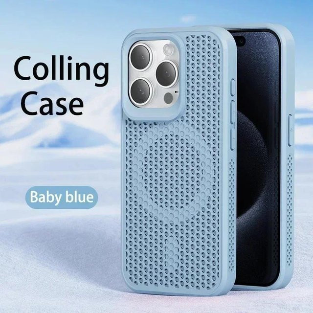 Magnetische Apple iPhone Hülle mit kühlender Wärmeableitung aus PC und TPU in Blau - Bild 1