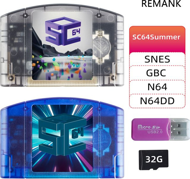 REMANK 5000-in-1 SC64 Open Source Spielkarte für Nintendo 64DD, GBC und SNES Retro Spielkonsolen Zubehör - Bild 1