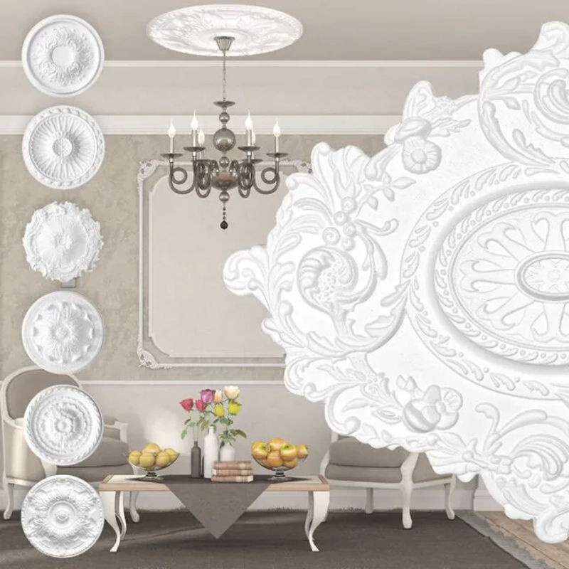 Marbet Design Stuckrosette R-25 aus EPS Styropor in Weiß, runde Deckenrosette für deine Wanddekoration, B: 70 cm, T: 57 cm - Bild 1