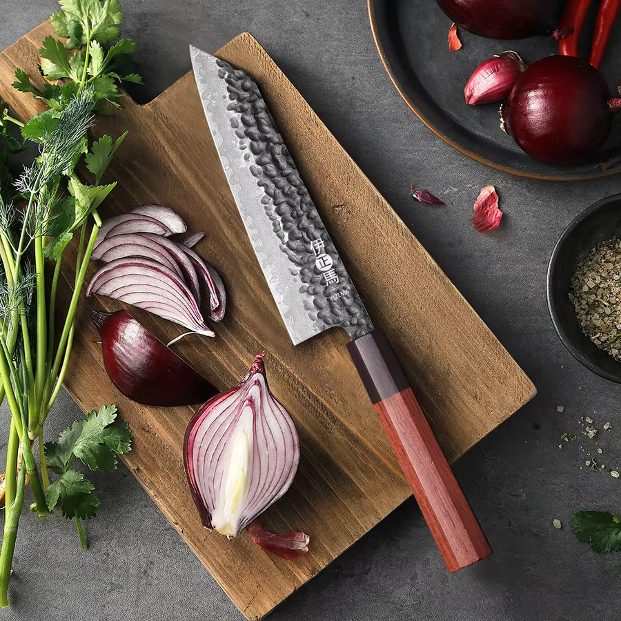 YIZEMA Bunka Kochmesser aus Damaszener Stahl mit Holzgriff, 15,24 cm Japanisches Profi-Küchenmesser für Fleisch und Gemüse - Bild 2