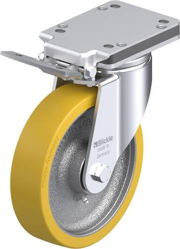 Blickle Lenkrolle LH-GTH 200K-IS mit Feststeller, Rad-Durchmesser: 20 cm, Tragfähigkeit: 900 kg, Farbe: Silber - Bild 1