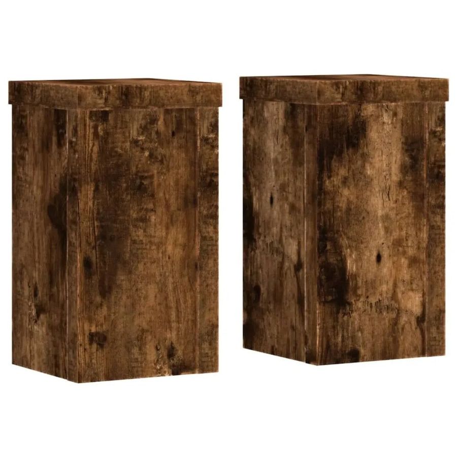 vidaXL Pflanzenständer aus Holzwerkstoff, 2 Stück, braun, B/T/H: 10 x 10 x 18 cm - Bild 2
