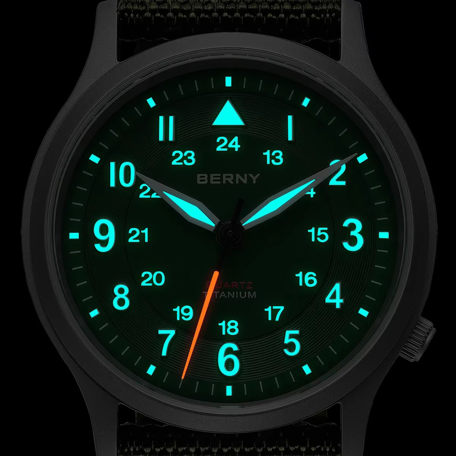 BERNY Armbanduhr Titan, Quarz, Textil/NATO, Grün, Herren - Bild 4
