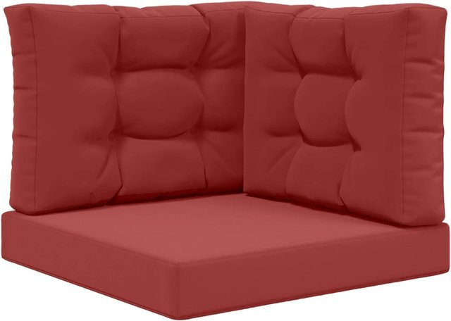 vidaXL Sofakissen für Draußen 3-teiliges Set Weinrot aus Polyester - Bild 1