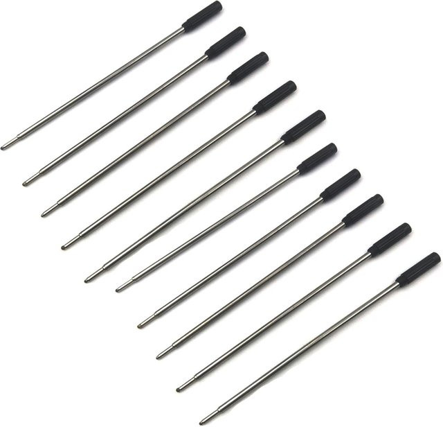 High Master Kugelschreiberminen aus Metall in Schwarz und Silber, 10er Packung, Länge: 11,6 cm, Spitze: 1,0 mm - Bild 1